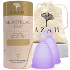 Azah Menstrual Cup for Women Small [Upto 10 Hrs Protection] | 100% Medical Grade Silicone | Reusable Menstrual Cups for Periods | No Leakage | Odour & Rash Free, Ultra Soft Menstrual Cup | Pack of 2