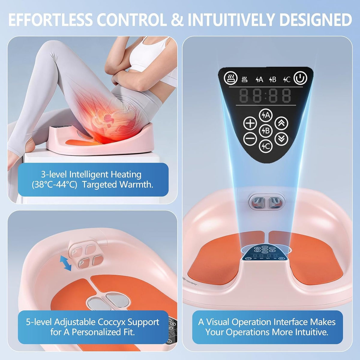 Portable Pelvic Floor Muscle Trainer, Kegel Exerciser for Postpartum Recovery & Bladder Control, Non-Invasive Pelvic Toner for Women and Men, Home Use