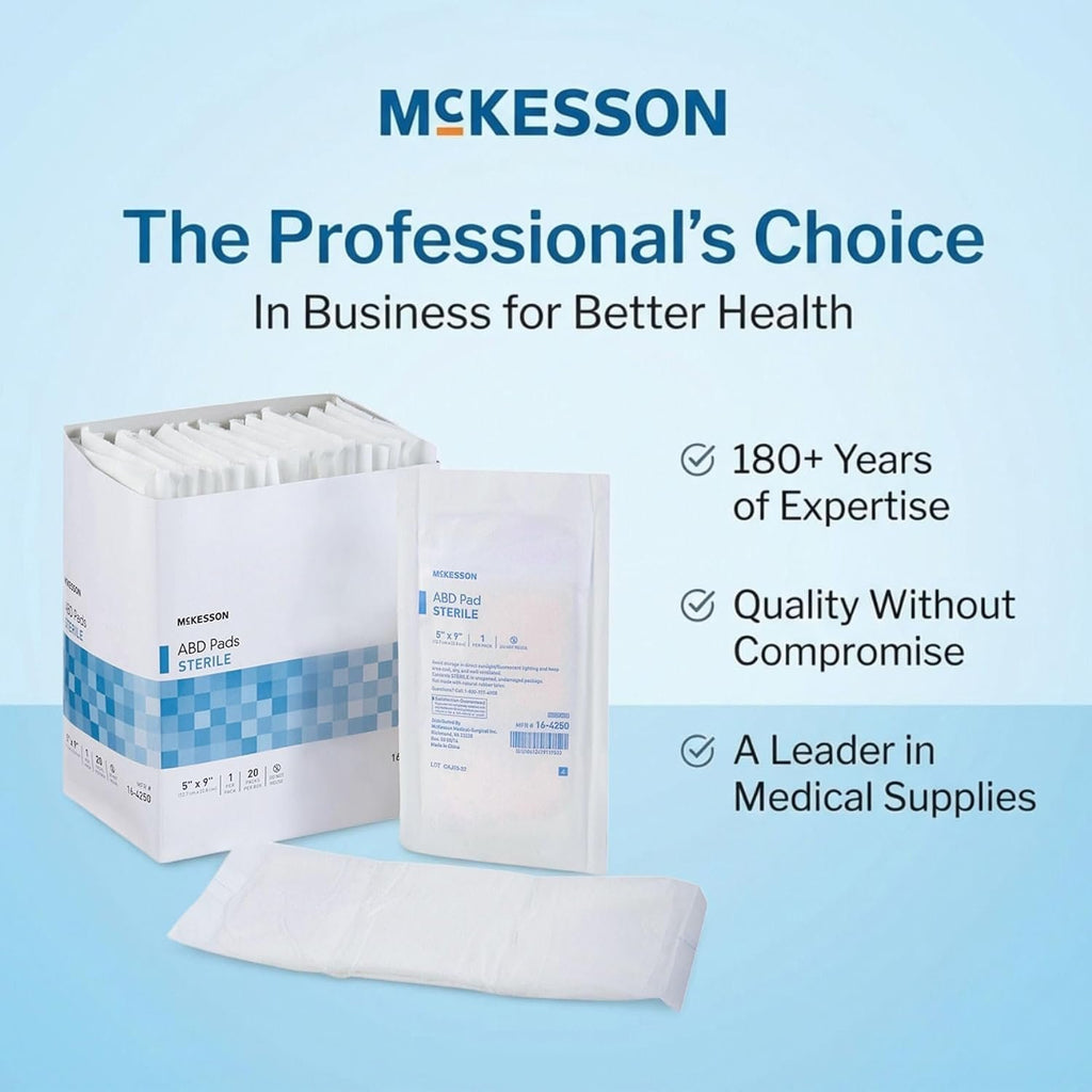 McKesson Sterile Abdominal- ABD Pads, 5 x 9 in