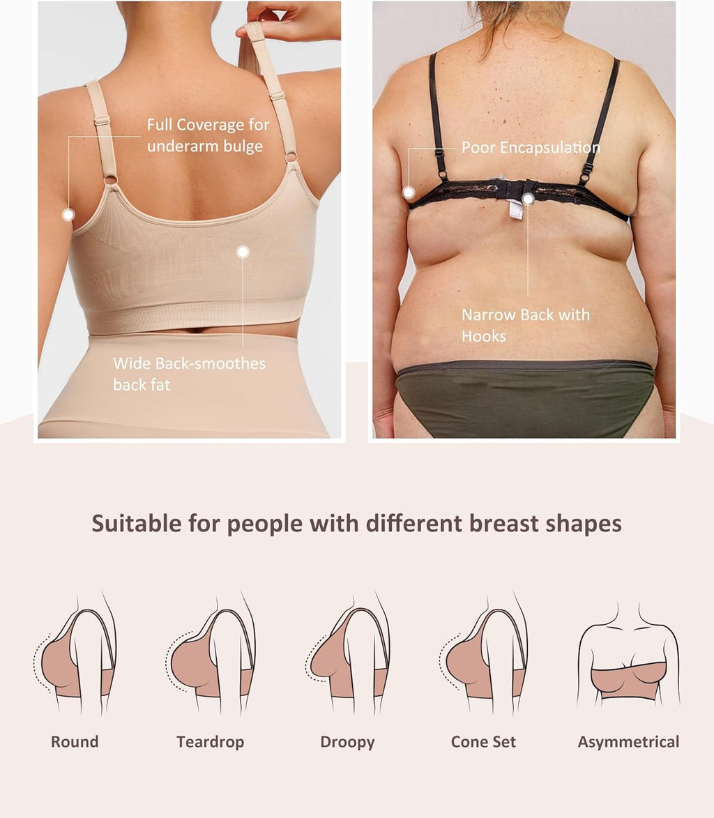 FeelinGirl Zip Front Closure Bras for Women No Underwire Compression Post Surgery Bra with Wide Adjustable Straps