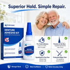 Dental Lab Instant Bonding Denture Adhesive Kit - Denture Repair Glue 1oz for Dentures & Lab Tools, Cracks, Gaps & Loose Teeth | Fast-Setting, Long-Lasting Hold | Safe, No Irritating Odor