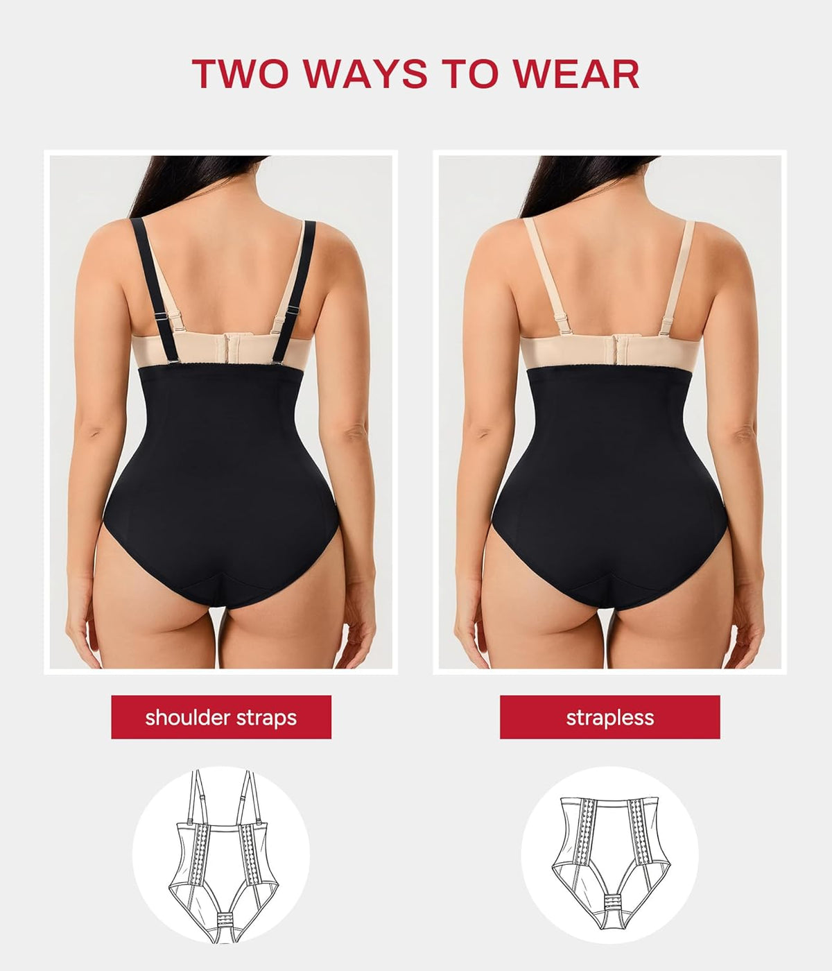 Nebility Tummy Control Shapewear for Women Post Surgery Compression Garment Postpartum Body Shaper with Removable Straps