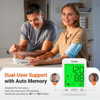 iHealth Accu Bluetooth Upper Arm Blood Pressure Monitor for Home Use | Smart BP monitor with 8.7-16.5 in BP Cuff for large arms, easy-to-read LCD, 2-user memory, Body & Cuff Detection, White