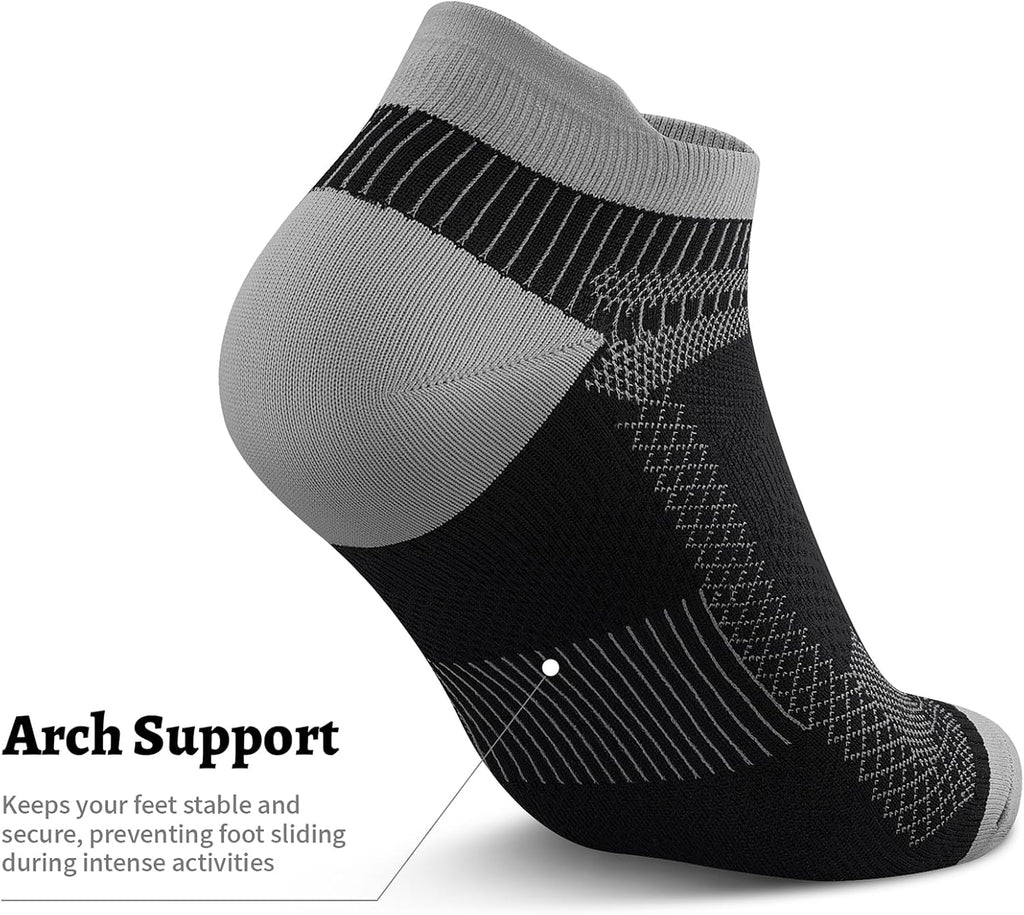 Compression Socks for Men Women Ankle Running Socks for Plantar Fasciitis | Low Cut Athletic Ankle Socks with Ankle & Arch Support for Running, Cycling, Golf, Work, Plantar Fasciitis Relief