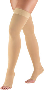 Truform 20-30 mmHg Compression Stockings for Men and Women, Thigh High Length, Dot-Top, Open Toe