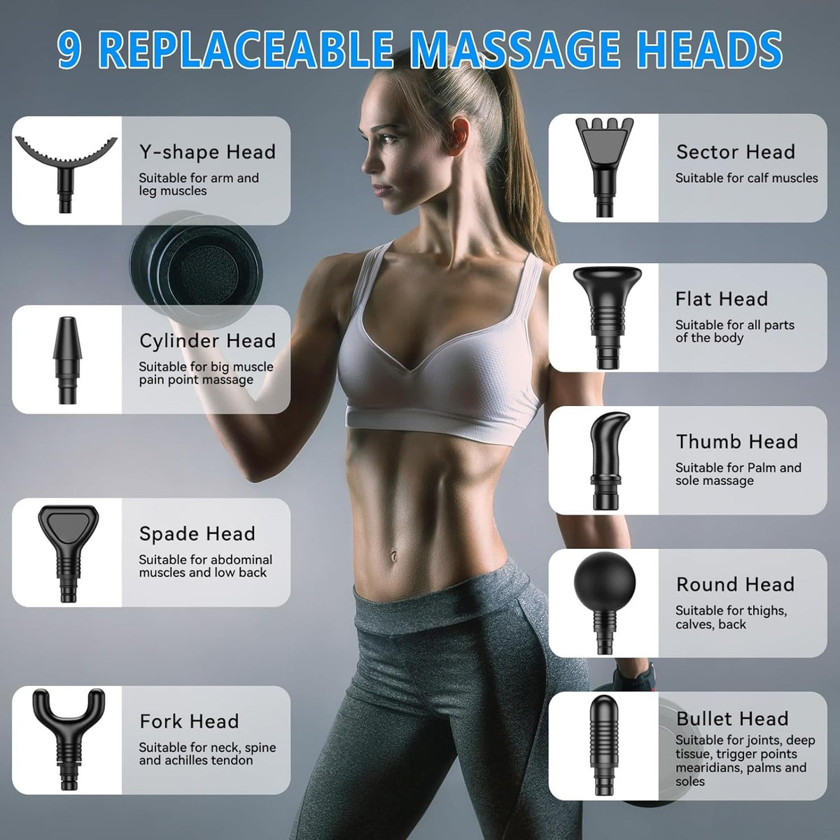 APHERMA Massage Gun, Muscle Massage Gun for Athletes Handheld Electric Deep Tissue Back Massager, Percussion Massage Device for Pain Relief with 30 Speed Levels 9 Heads Black