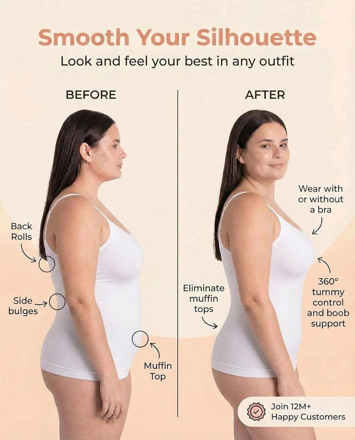 SHAPERMINT Scoop Neck Cami - Compression Camisole for Women - Shapewear for Women