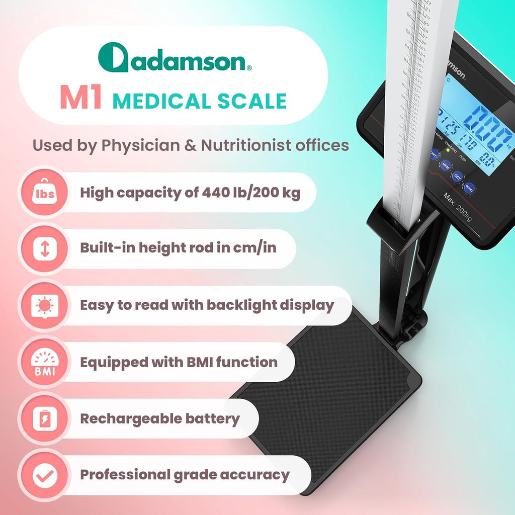 Medical Scale 440 lb Digital BMI Body Weight with Height Measurement