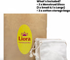Reusable Menstrual Disc - Liora Set with Loop Tab – Beginner-Friendly Period Discs – Includes 2 Sizes (Small 32ml & Large 61ml) – Medical-Grade Silicone, 12 Hour Eco-Friendly Wear