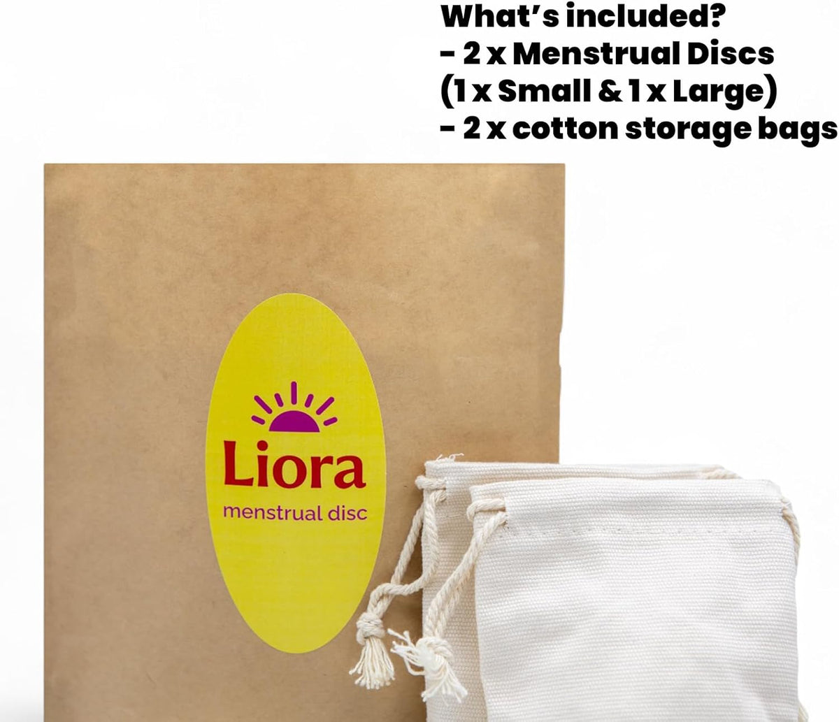 Reusable Menstrual Disc - Liora Set with Loop Tab – Beginner-Friendly Period Discs – Includes 2 Sizes (Small 32ml & Large 61ml) – Medical-Grade Silicone, 12 Hour Eco-Friendly Wear