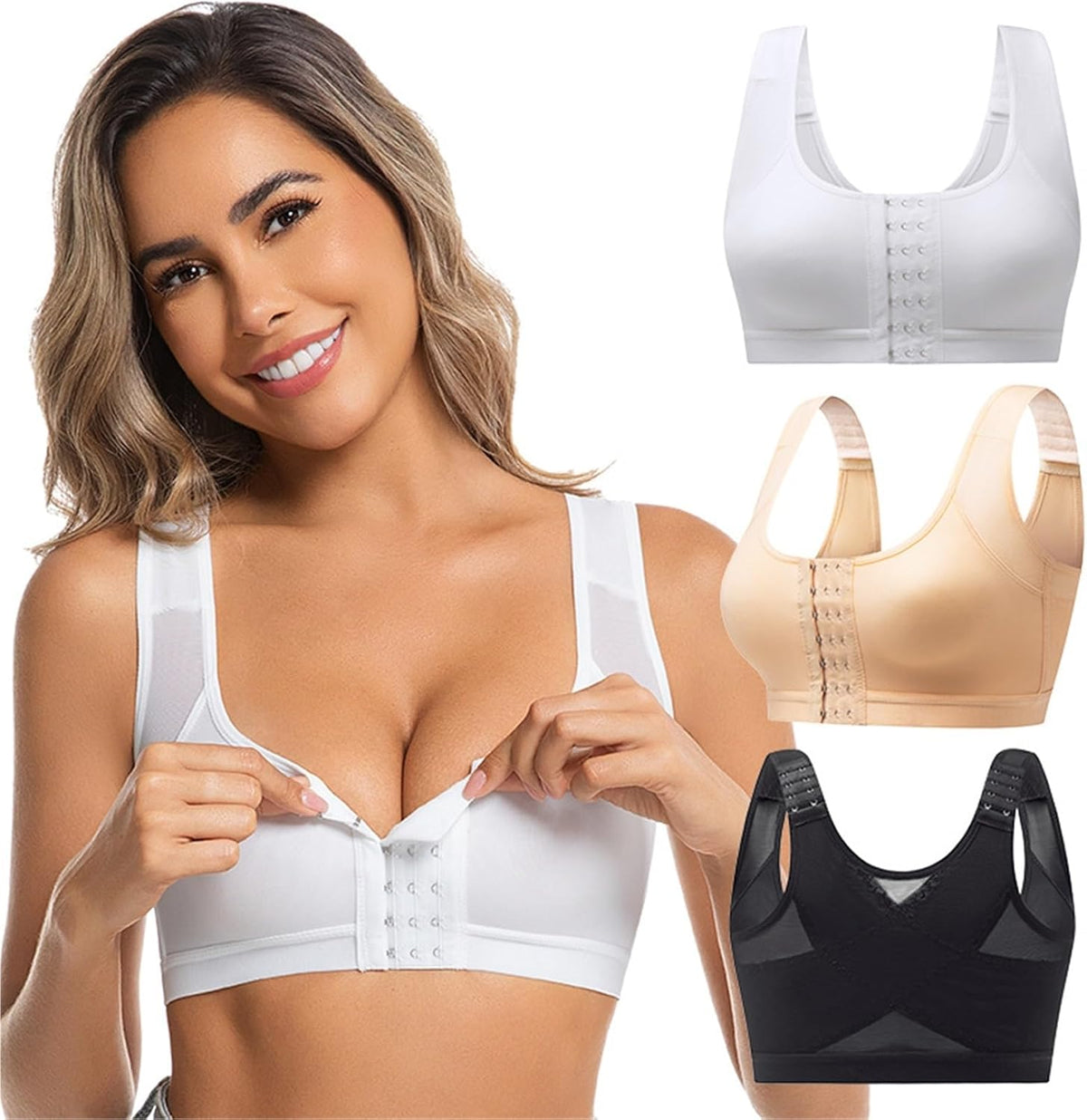 Front Closure Postoperative Compression Bra Sizes S-5XL For Women After Breast Surgery Without Underwire With Daily Sports Support