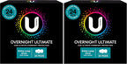 U BY KOTEX Extra Overnight Ultimate Pads with Wings 24 Count (4 x 12 Pack)