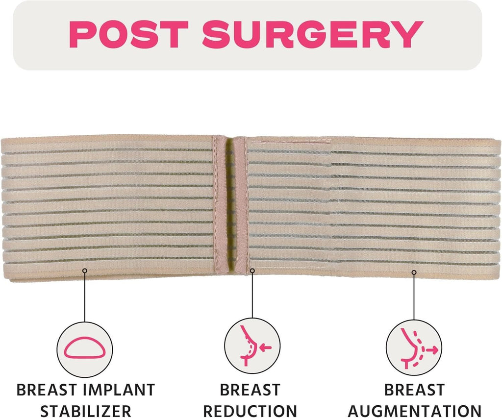 Breast Implant Stabilizer Band, Post-Surgery Breast Stabilizer Band - Chest Compression Wrap for Women, Ideal for Breast Augmentation, Reduction and More