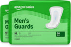 Amazon Basics Men's Incontinence Guards, Maximum Absorbency, Moisture-Wicking with Odor Protection, One Size Fits Most, 104 Count (2 Packs of 52), Packaging May Vary