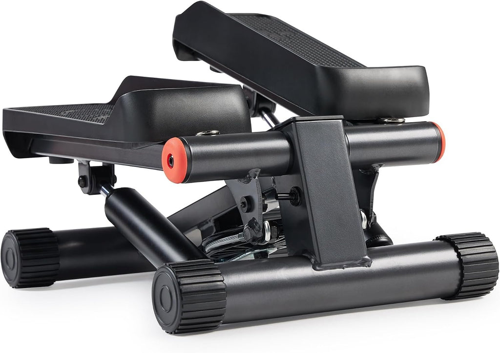 Sunny Health & Fitness Mini Stair Stepper w/Resistance Bands for Home Gym | Full Body Cardio, Adjustable Step Height, Hydraulic Resistance, LCD Meter, No Assembly, 300 lb Capacity, SunnyFit App