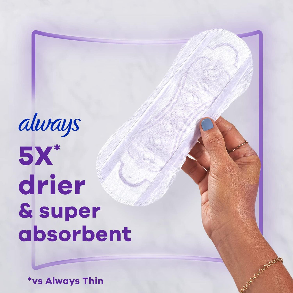 Always Pantiliners with Odor Lock for Women, Extra Protection Absorbency Liners, Long Plus-60 count