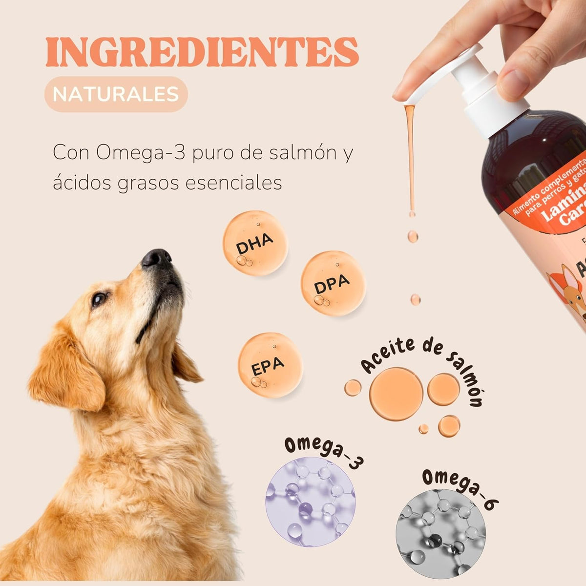 Salmon Oil Dogs and Cats to Strengthen Joints, Skin and Immune System, Salmon Oil Dogs and Cats Naturally Enriched with Omega 3 Dogs, 6, EPA and DHA