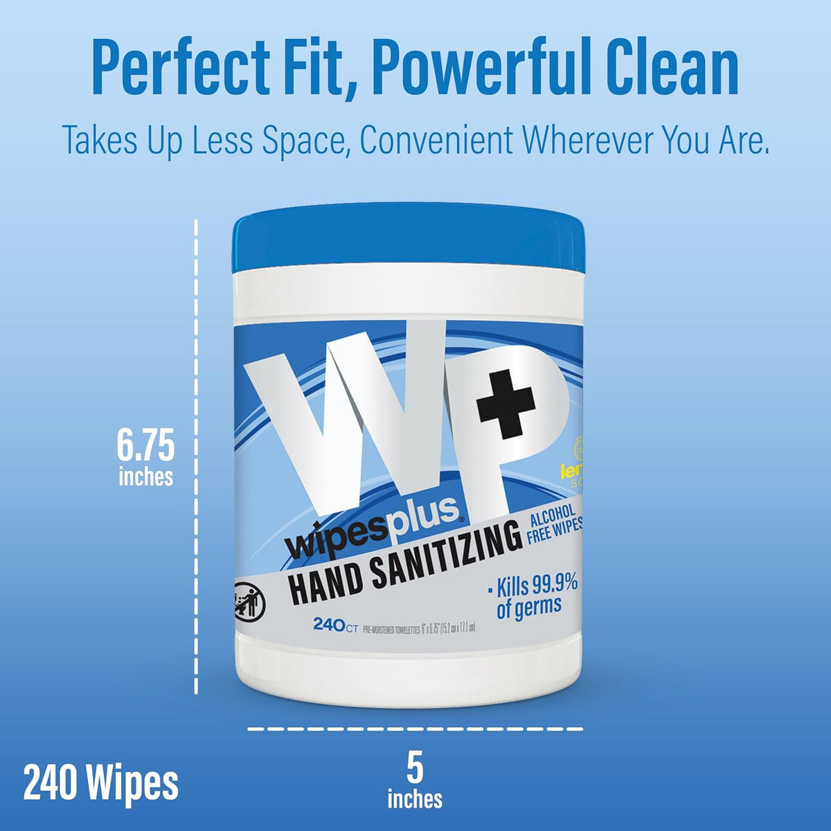 WIPESPLUS Hand Sanitizing Wipes Canister Alcohol Free for Home and Business, 240 Count