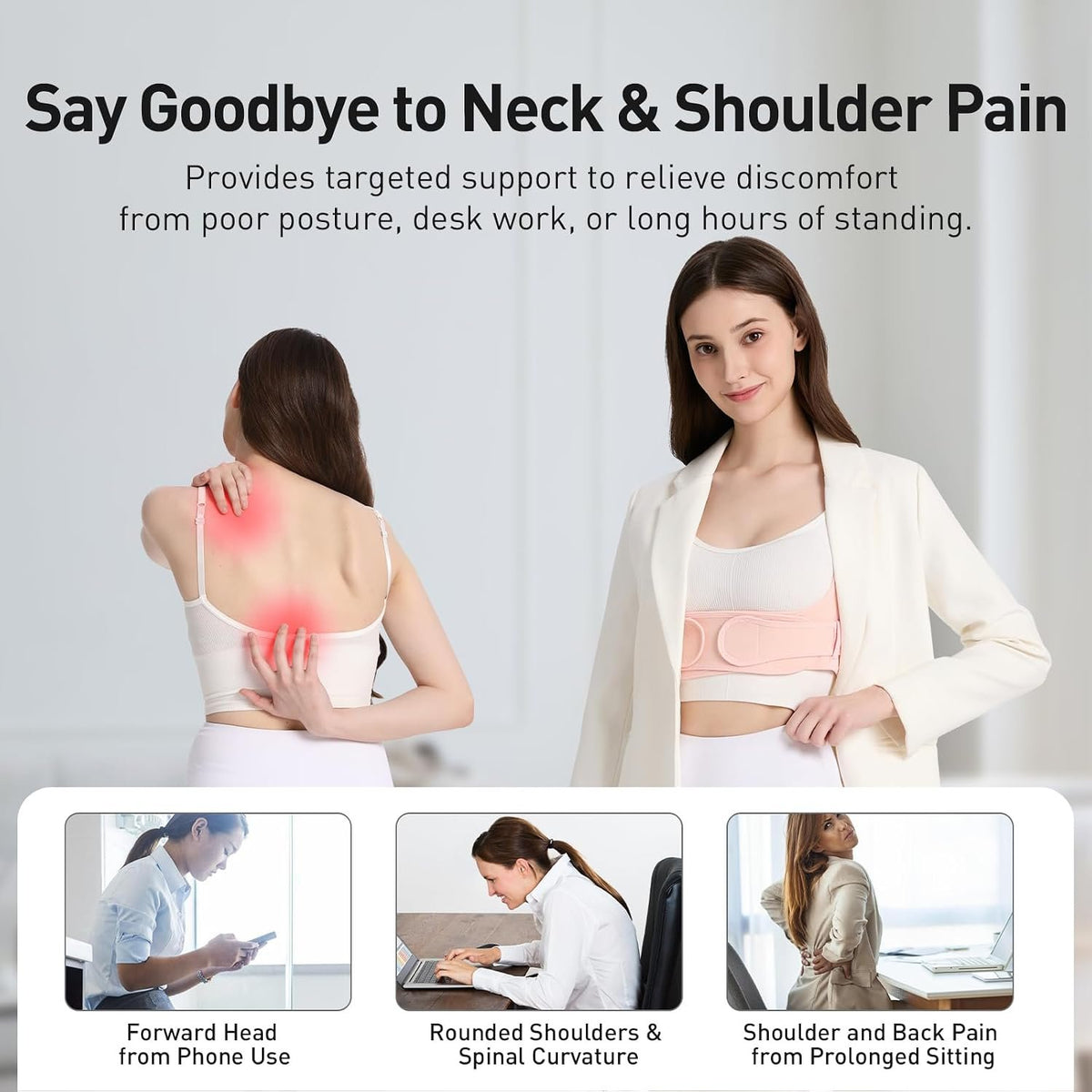 Posture Corrector for Women Back Brace Shoulder Straightener Pink, S/M | Back Posture Corrector Women, Posture Support Belt, Adjustable Fit, Office, Travel, Daily Wear