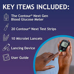 Ascensia CONTOUR NEXT GEN Blood Glucose Monitor All in One Kit + 20 Strips | Includes 20 Test Strips, Accurate Blood Sugar Monitor, Easy-to-Use Glucose Meter, Portable, Reliable Diabetes Testing Kit