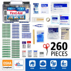 First Aid Only 91248 OSHA-Compliant First Aid Kit, All-Purpose 50-Person Emergency First Aid Kit for Business, Worksite, Home, and Car, 260 Pieces