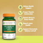 Pure Nutrition Potassium Citrate 800mg - 120 Veg Capsules | Promotes Nerve, Muscle, Joint & Bone Health | Supports Kidney Function & pH Balance | Boosts Electrolyte Levels for Hydration & Overall Wellness | 100% Vegetarian Supplement
