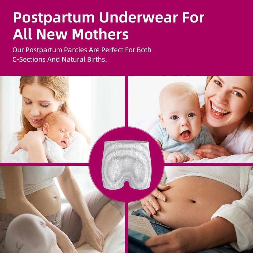 hetaida Postpartum Disposable Underwear, C-Section Underwear for Women, High Waist Maternity Panties, Latex-Free, Super Breathable & Soft, High Stretchable, 8 Count Grey, Grey, One Size Extra Tall