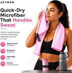 Acteon Microfiber Gym Towels 5 Pack Quick Dry, Silver ION Odor-Free, Super Absorbent Sweat Towels for Women, Workout, Yoga, Pilates, Tennis, Running, Swimming, Travel 16x30.5 Inch (Lavender Rose)