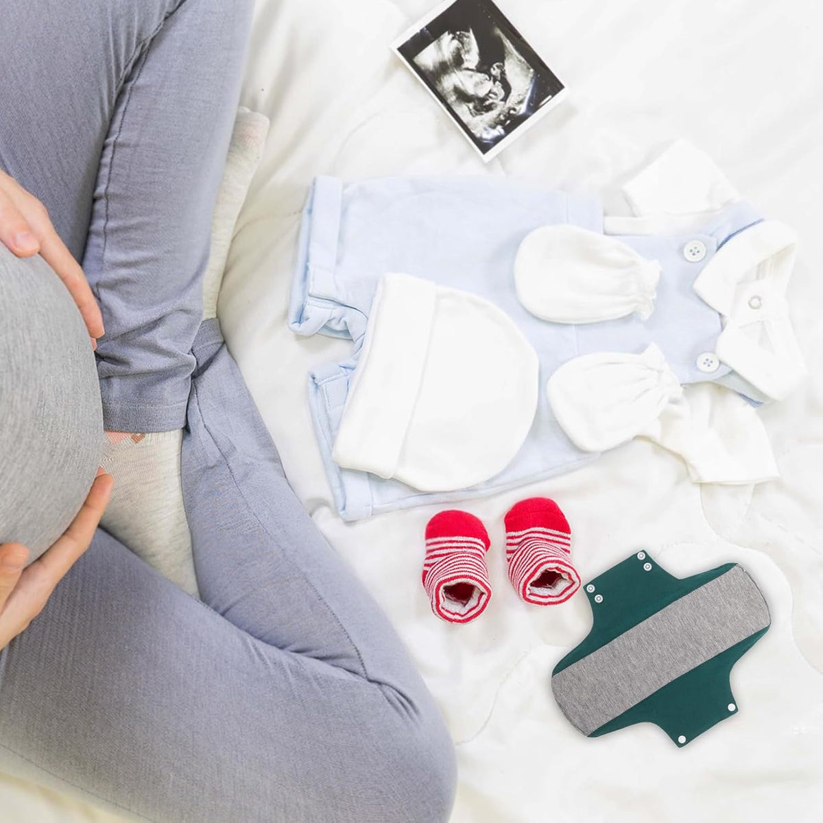 Mobestech Absorbent Cotton Postpartum Pads 2Pcs Leakproof Ultra-Thin Washable Cloth Maternity Bladder Control Pads for Women’S Postpartum and Incontinence Care