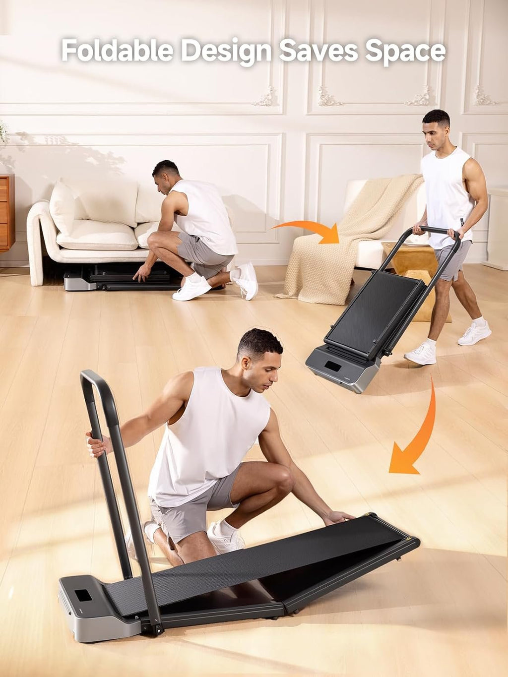 WalkingPad Foldable Walking Pad Treadmill with Handle Bar Under Desk | Treadmill for Home Small, Removable Handrail, Compact Storage, Space Saving for Home and Office Use