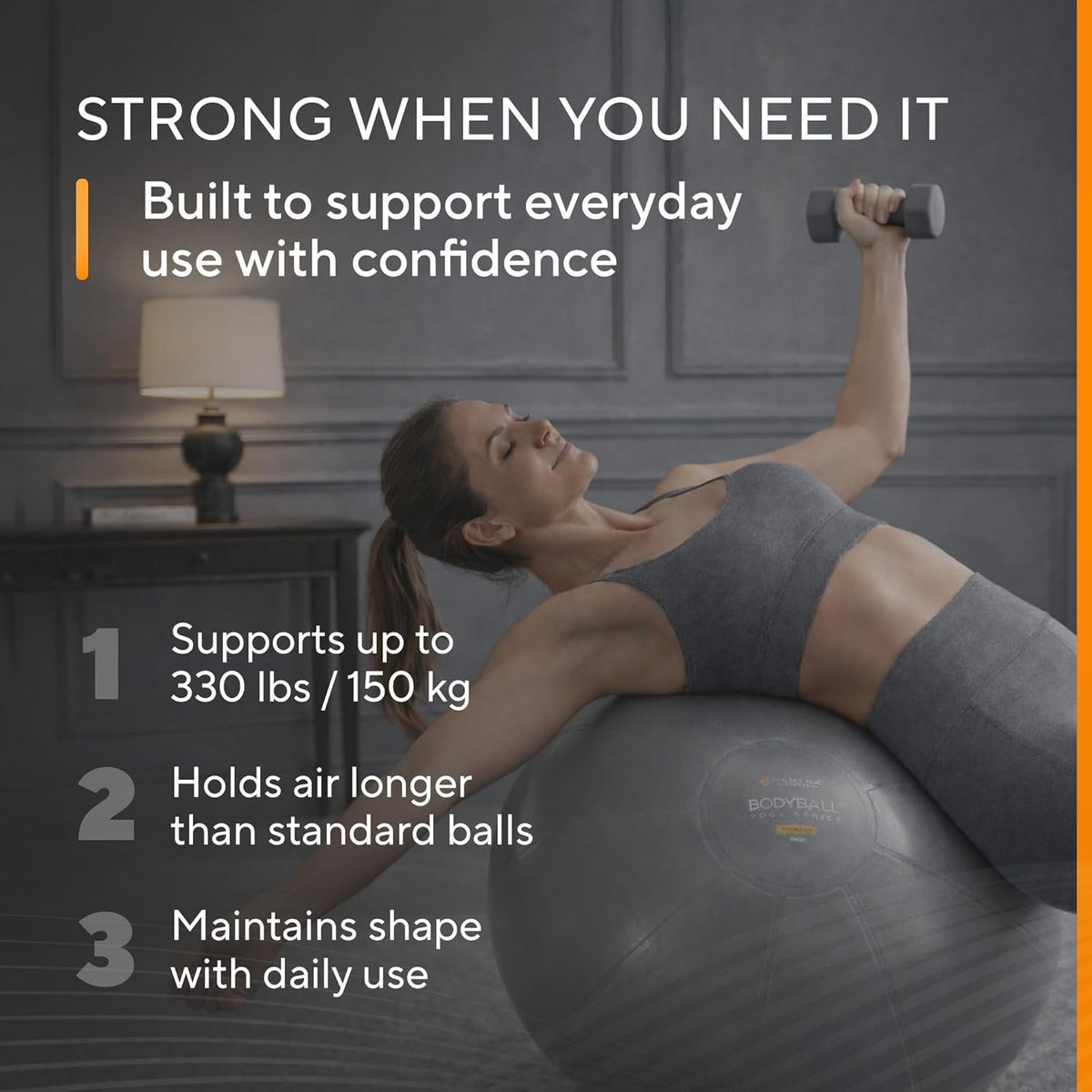 Yoga Ball, 1,000 lb Anti-Burst, Extra Thick, Non-Slip