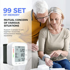 MMIZOO Wrist Blood Pressure Monitor BP Machine with Carrying Case White | FDA Cleared, Large LCD Display, Automatic 99x2 Sets Time Stamped Memory, Adjustable Cuff (5.31-7.68"), For Home/Travel Use