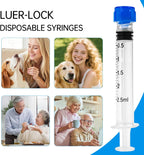 30 Pack 2.5mL Luer Lock Syringes without Needle - Sterile & Individually Wrapped, 2.5cc Syringe with Cap, Industrial & Lab Use