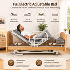 Rotating Electric Hospital Beds for Home Use, 90° Sit-to-Stand Nursing Medical Bed for Seniors and Disabled with Adjustable Height, Backrest, Leg Rest, 550 lbs Capacity, Mattress Included
