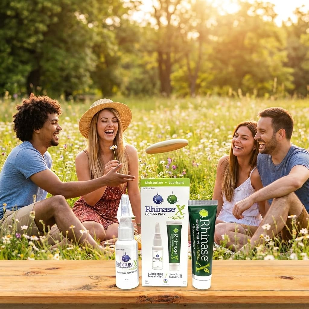 Rhinase X Combo Pack - Nasal Gel (30g) & Spray (30ml) for Complete Nasal Relief from: Dryness, Congestion, Post Nasal Drip, and Allergies. Retain Moisture for Dry Nose Relief