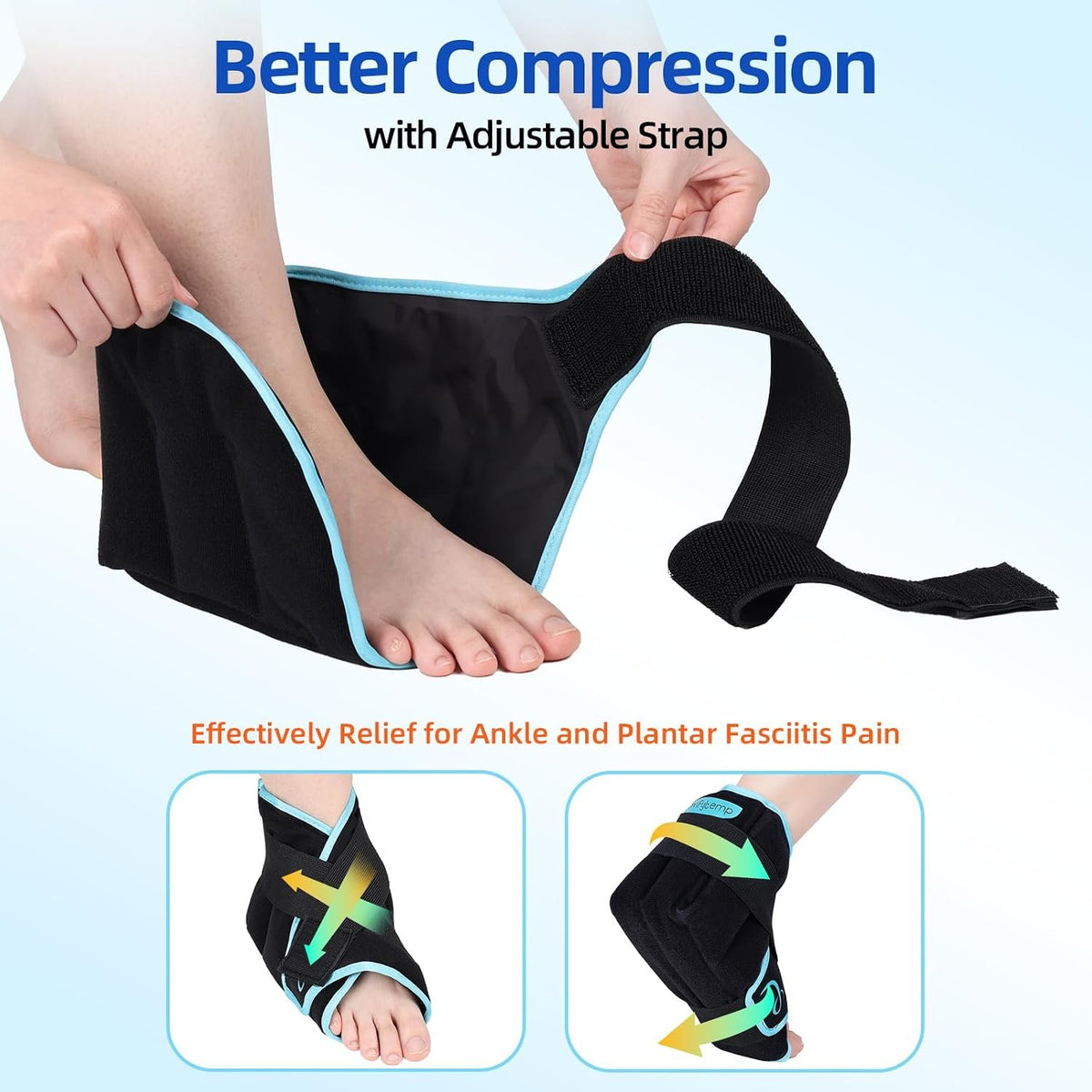 Comfytemp Ankle Foot Ice Pack Wrap for Plantar Fasciitis Relief, Heel Pain