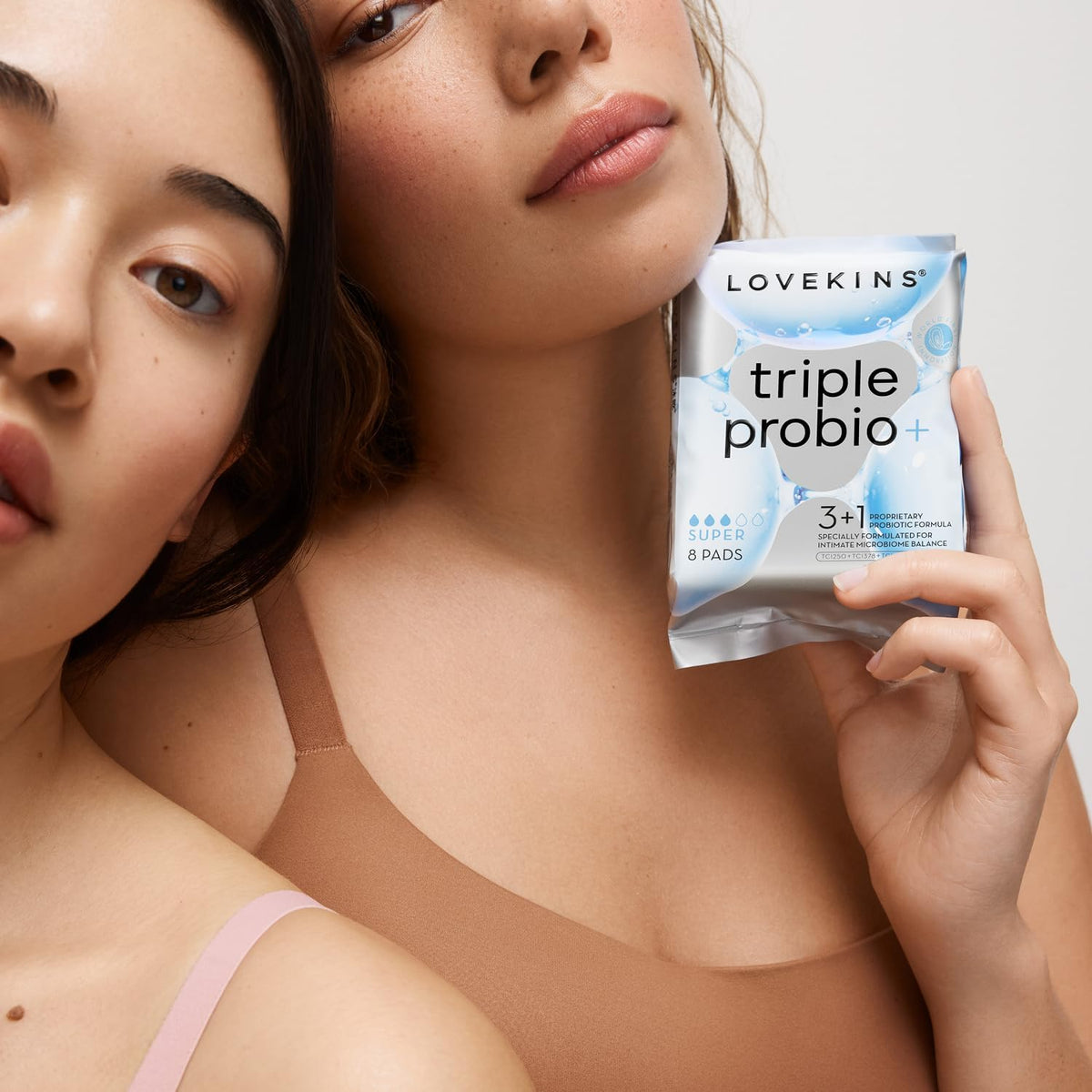 Lovekins Triple ProBio Super Pads, Heavy Flow, 45x Absorption, Ultra-Thin Design