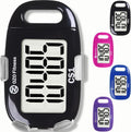 Clip-on 3D Pedometer for Walking Steps Counter with Lanyard, Simple Exercise Tracker for Women and Seniors with Large Accurate Digital Display, Portable Minimalist Sports Monitor