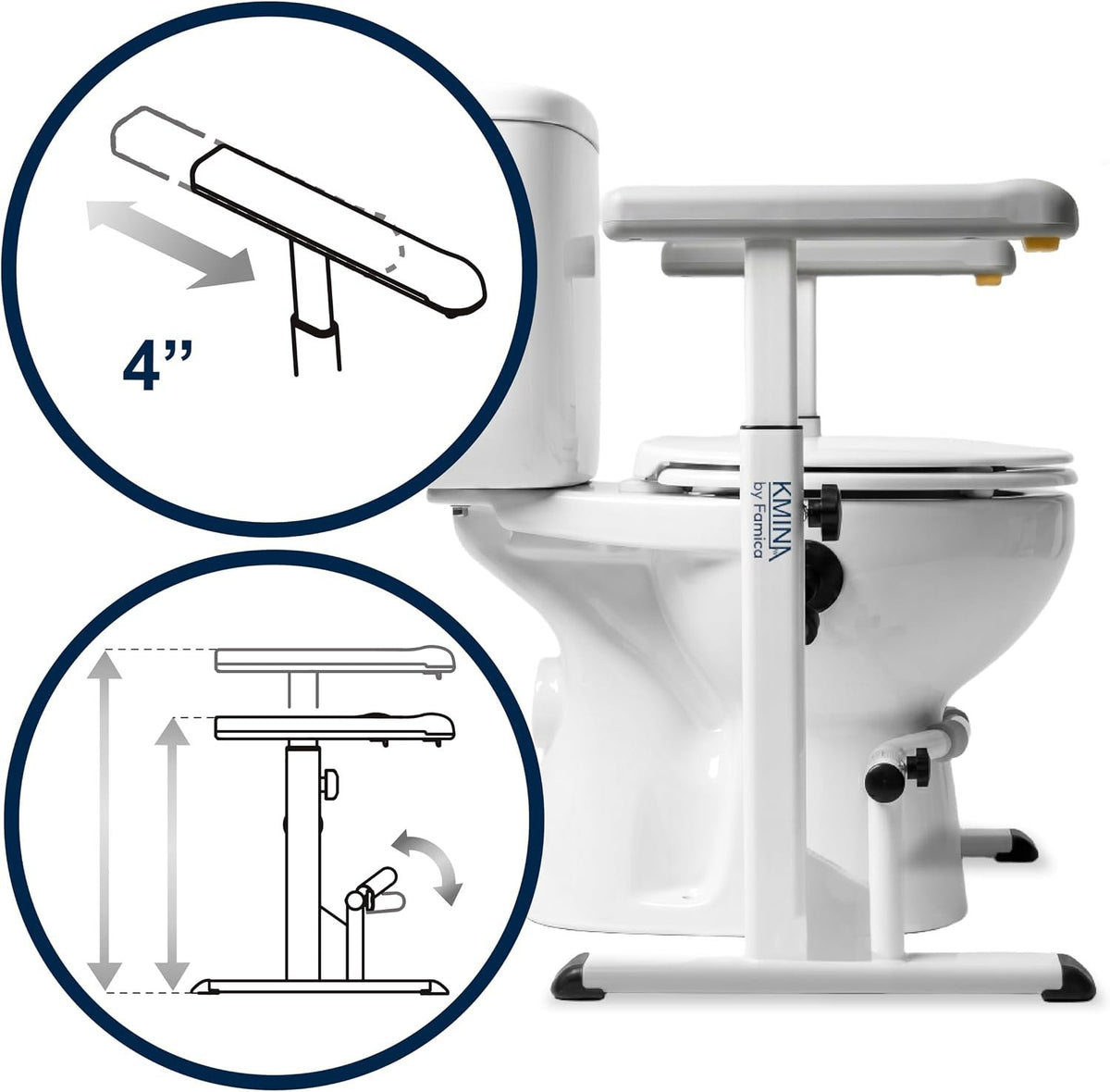 KMINA Toilet Safety Rails, Heavy Duty Frame with Handles