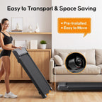 Walking Pad Under Desk Treadmill, Portable Compact Electric Walking Treadmill, Quiet Fitness Machine with Remote Control & LED Display for Home Office