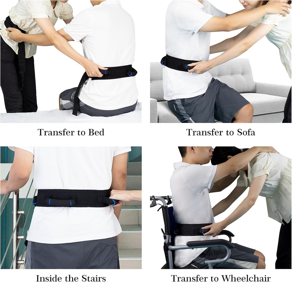 Transfer Belt for Seniors, Safety Walking Support with Quick Release Buckle | Multiple Padded Handles, 29-48" Adjustable Fit, Durable Nylon & Polyester, Machine-Washable, Quick Release