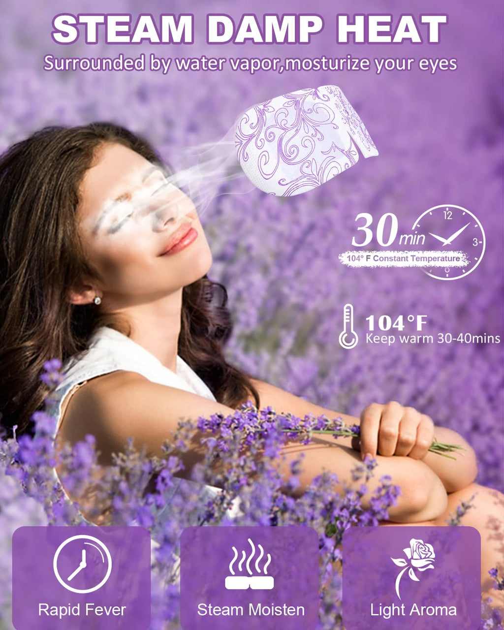 ProCIV 16 Packs Steam Eye Masks for Dry Eyes Self Heated Eye Mask Disposable Sleep Mask Soothing Headache Relief Dry,Hot Warm Compress for Stress Relief Relief Eye Fatigue, Spa Gifts