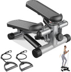 Sweetcrispy Mini Stair Steppers with Resistance Bands for Exercise at Home, Portable Exercise Twist Stepper Machine for Full Body Workout, 300LBS Capacity