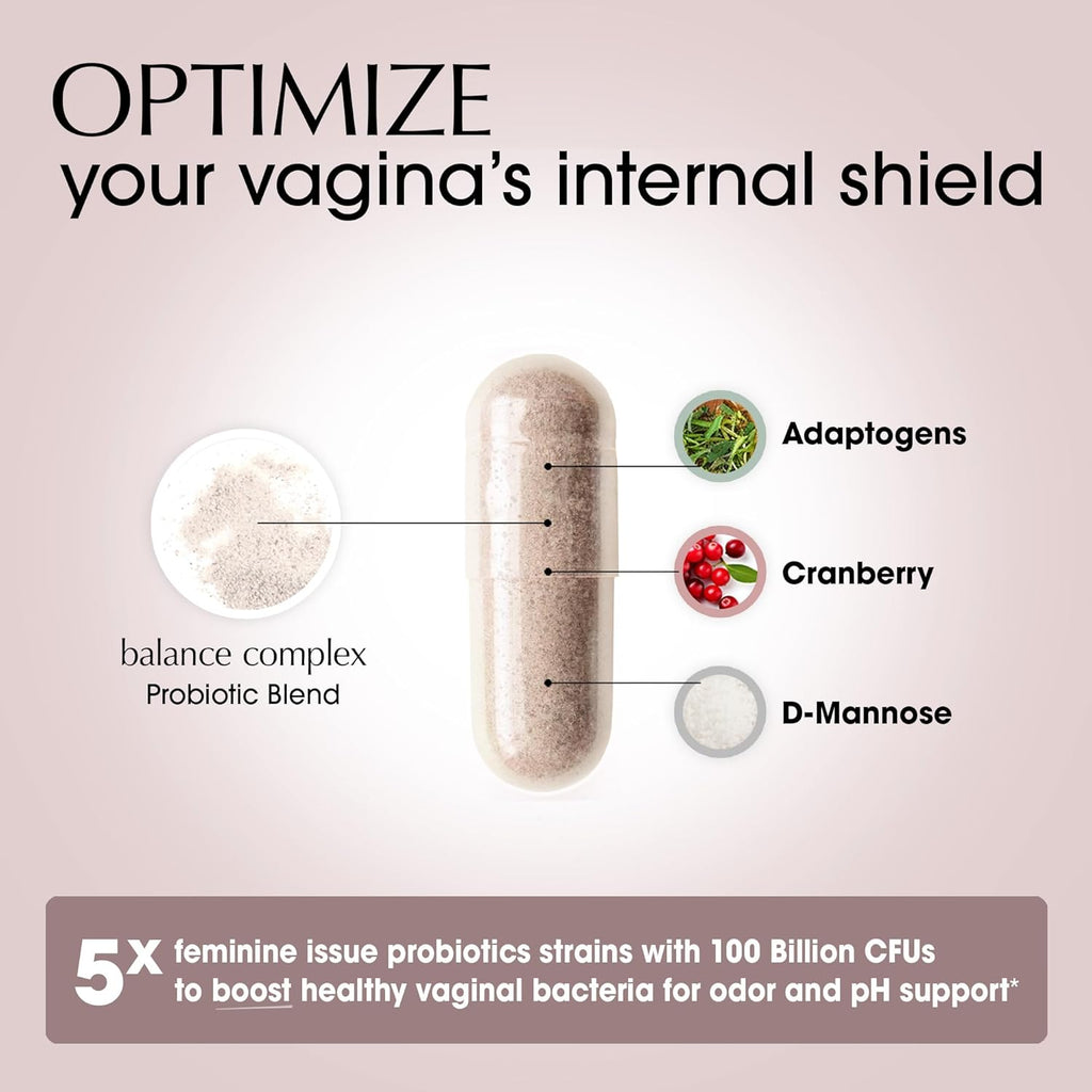 Balance Complex 17-in-1 Vaginal Health 100 Billion Probiotics for Women pH Balance with Cranberry & D-Mannose | Promote Urinary Tract Health for Vaginal Odor & Vaginal Flora, 60 Capsules