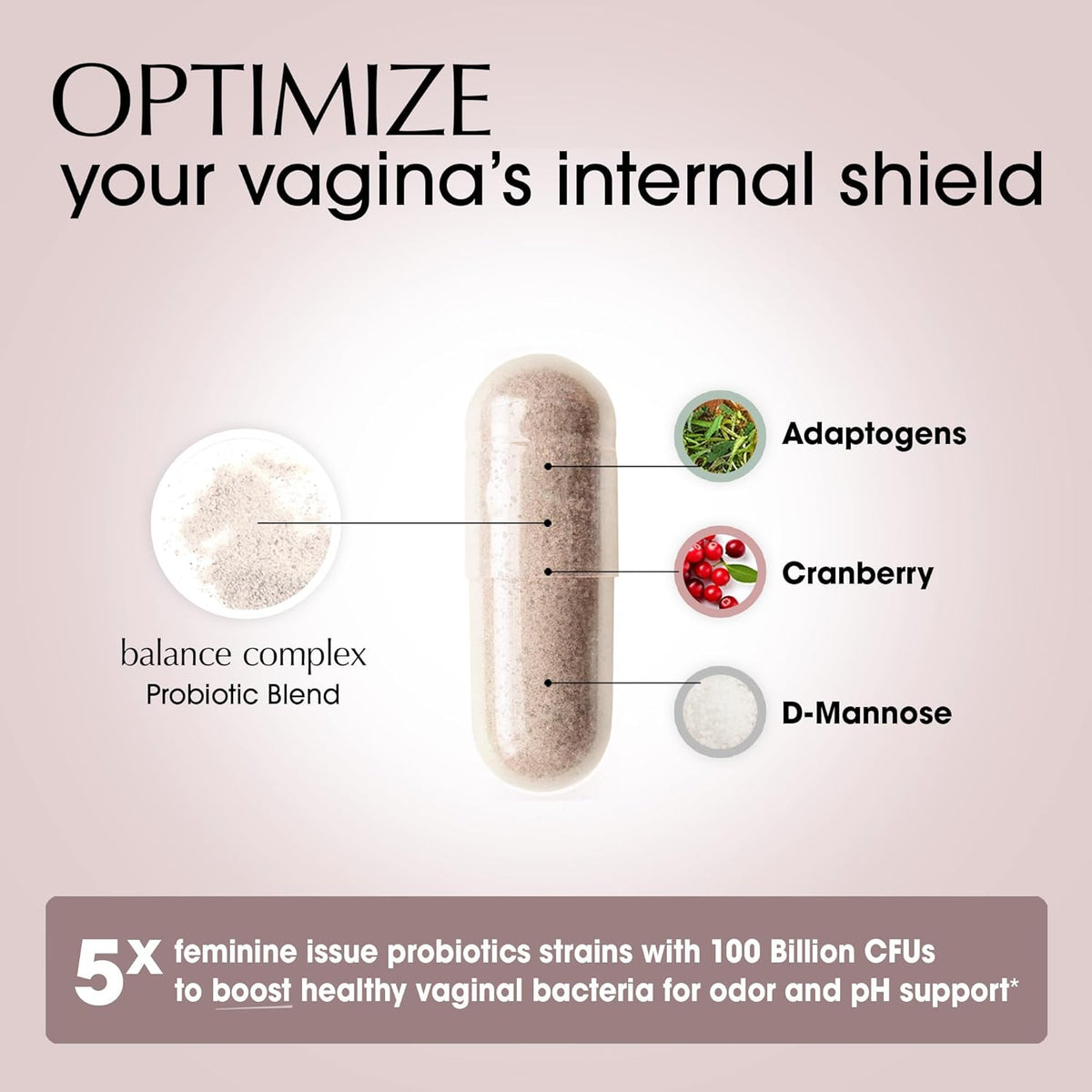 Balance Complex 17-in-1 Vaginal Health 100 Billion Probiotics for Women pH Balance with Cranberry & D-Mannose | Promote Urinary Tract Health for Vaginal Odor & Vaginal Flora, 60 Capsules