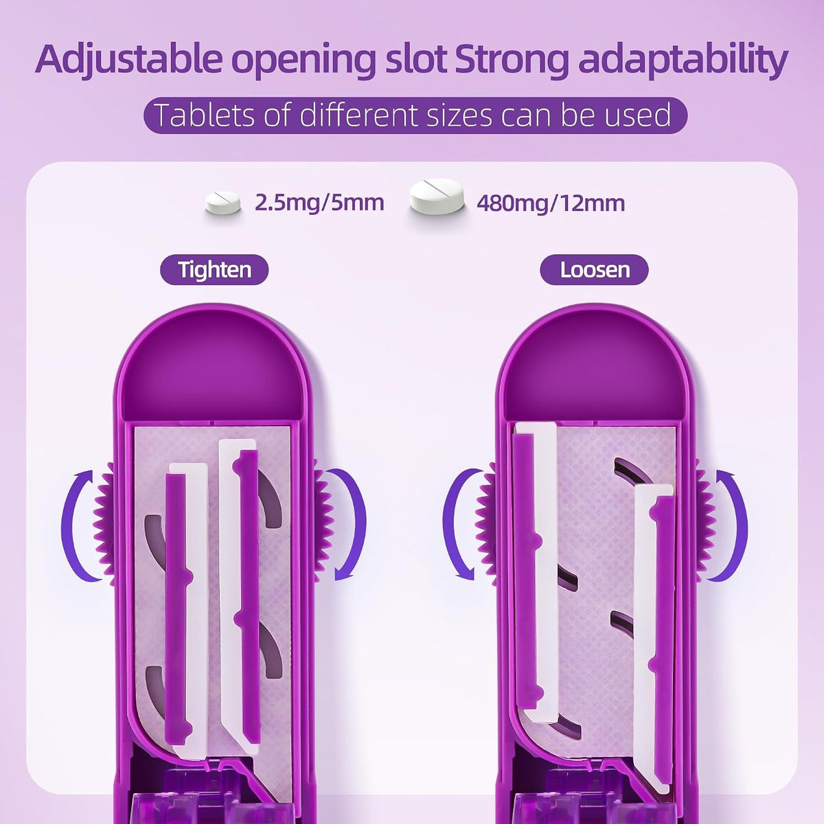 DUBSTAR Pill Cutter Splitter for Small and Tiny Pills Multiple Cuts Purple