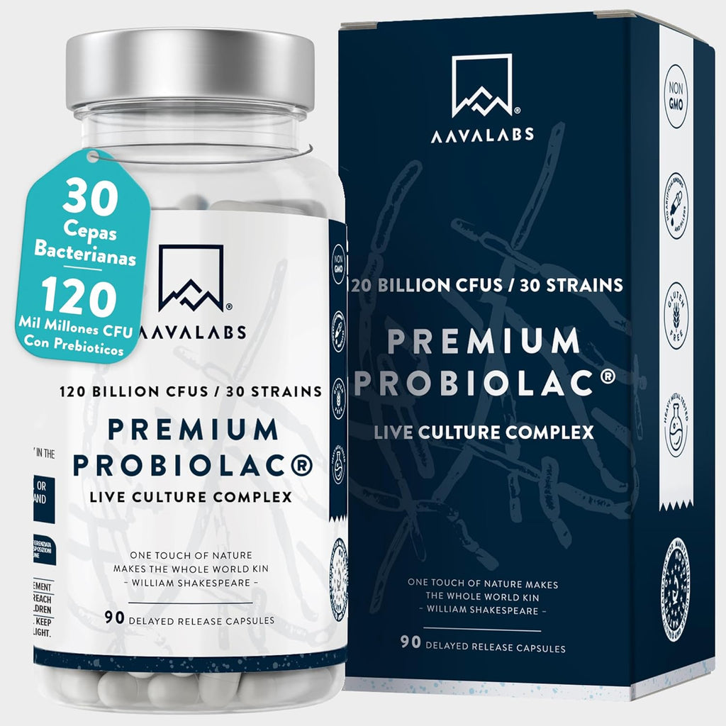 Intestinal Probiotics & Prebiotics - 30x Bacterial Strains - 120 Billion CFU - Intestinal Prebiotics & Probiotics With Zinc - For Women & Men Probiotics - 90 Capsules