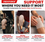 FRESINIDER Premium Elastic Bandage Wrap 5 Inch, 6 Pack, Hook and Loop | Wide 5-Inch Cotton Compression Wrap for Knee, Shoulder and Thigh; Firm Support for Sprains, Swelling and Sports Recovery.