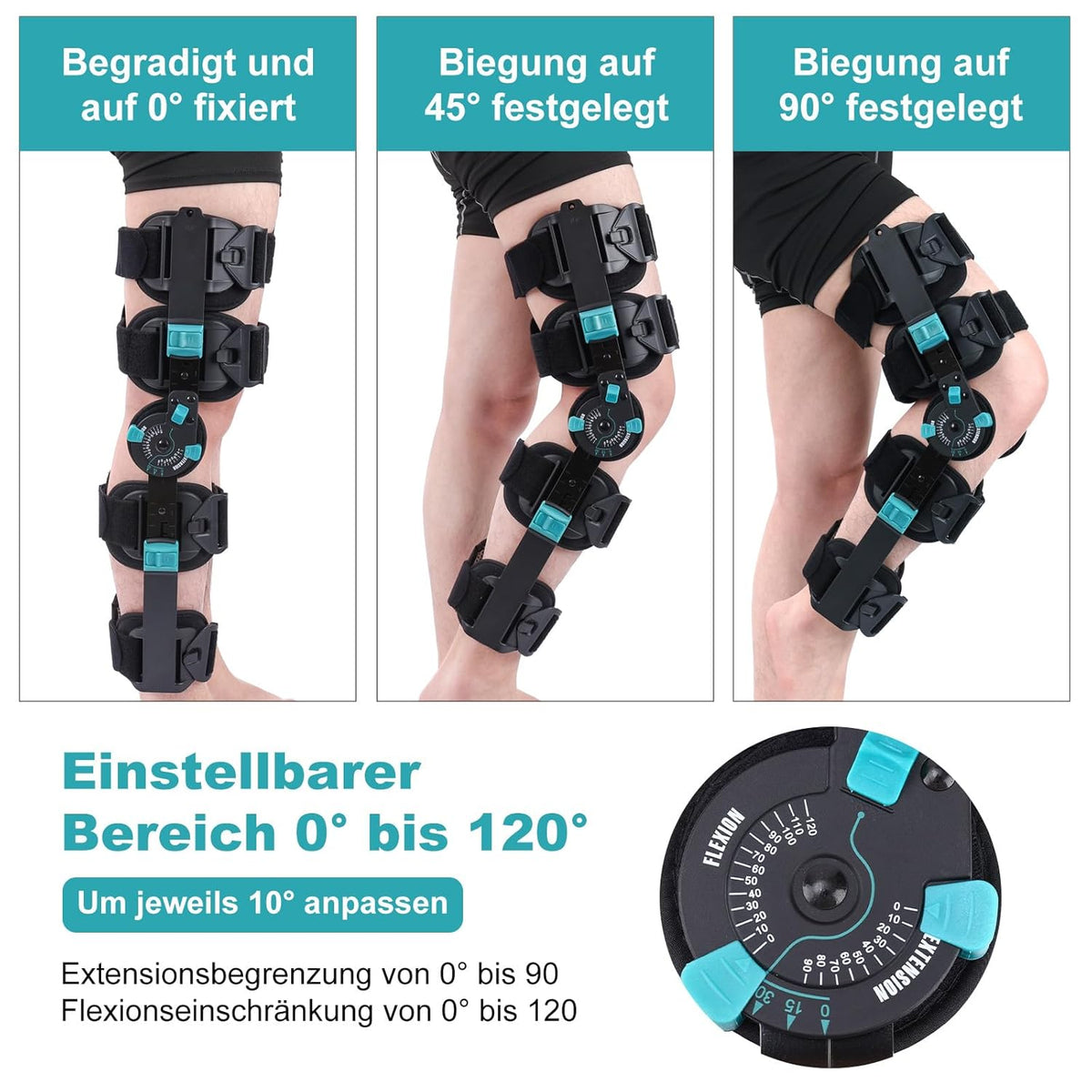 Hinged Post Op Knee Brace, ROM Knee Immobilizer for Recovery Stabilization, ACL, MCL and PCL Injury, Adjustable Orthopedic Knee Support for Left and Right Leg