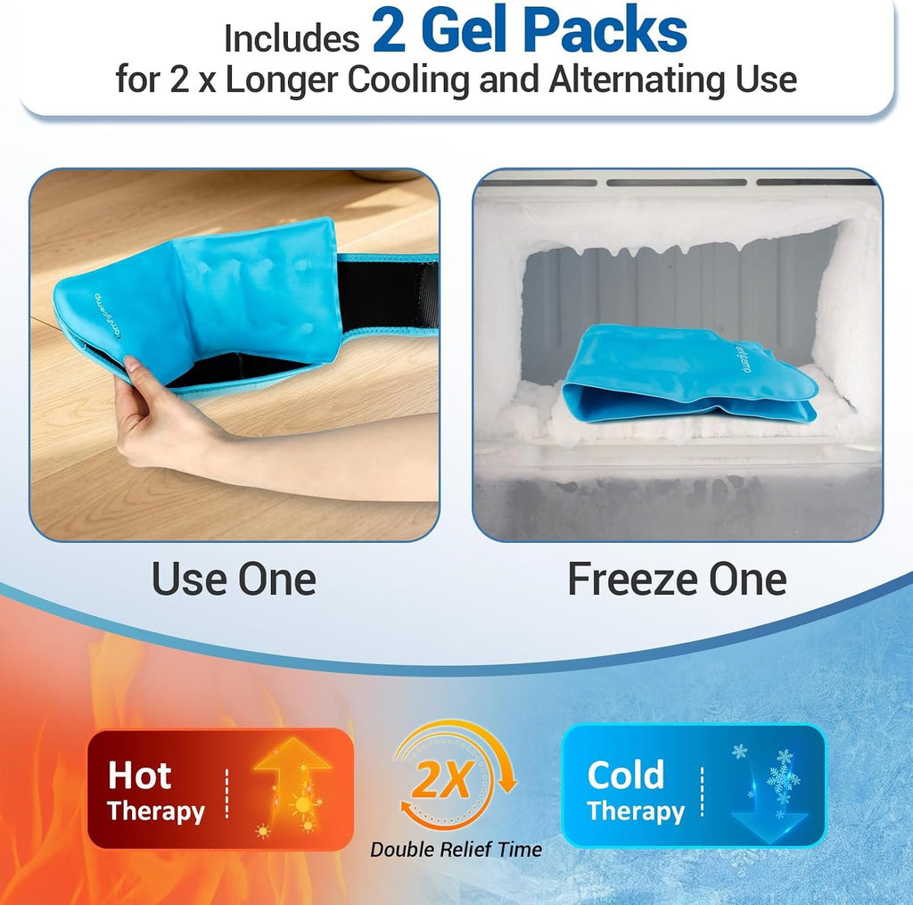 Comfytemp Ankle Ice Pack Wrap Brace for Swelling, Foot Pain Relief Reusable | FSA Eligible HSA, 2 Gel Ice Packs for Injuries Reusable, Hot Cold Compress for Plantar Fasciitis Relief, Achilles Tendonitis,